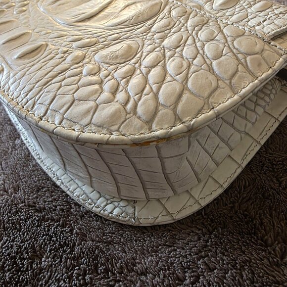 Brahmin Eloise Roses Crossbody Bag White Croc Embossed Brass Chain Rare - Picture 16 of 16